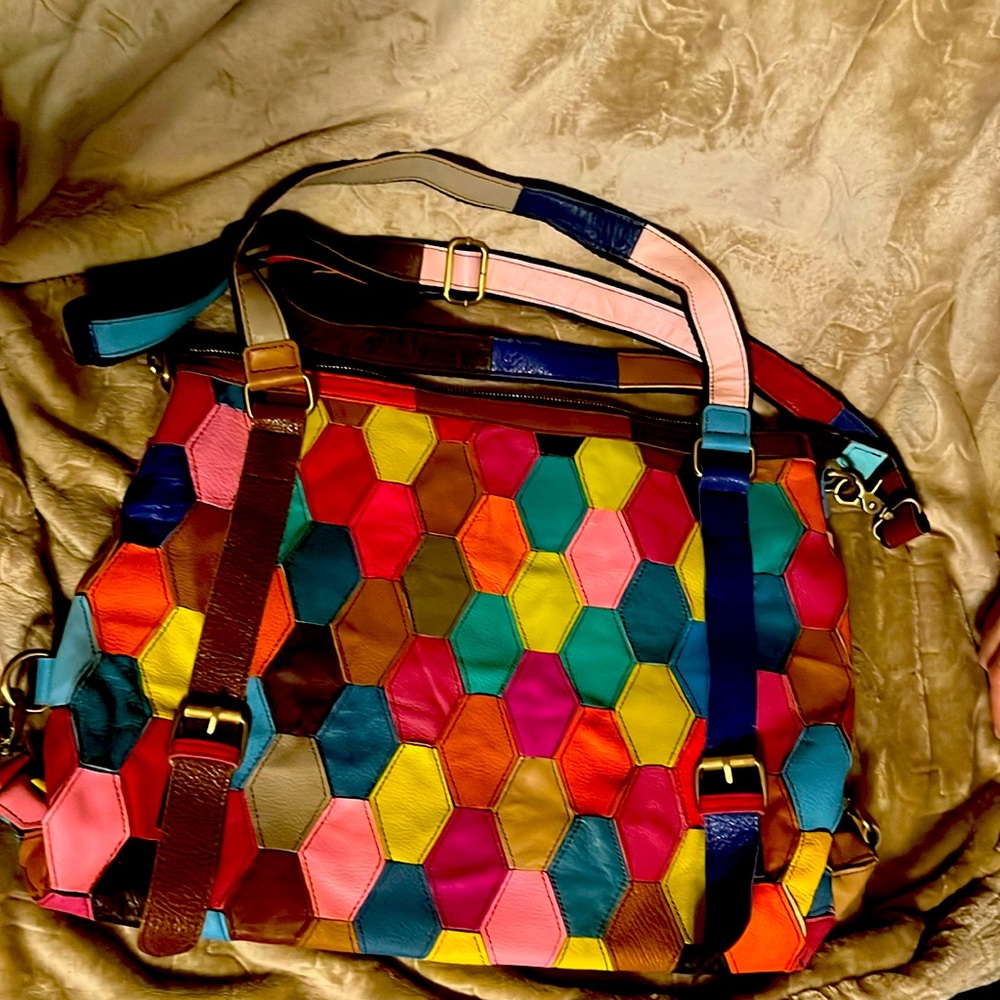 Ameri leather peacock shopper purse